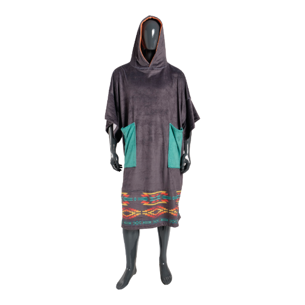 PLUSH PONCHO DUO BLACK NATIVE surf Poncho - Guincho Wind Factory