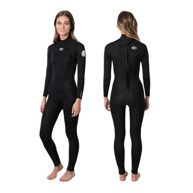 RIP CURL WOMEN FREELITE 4/3 BACK ZIP WETSUIT BLACK FATO NEOPRENE SENHORA